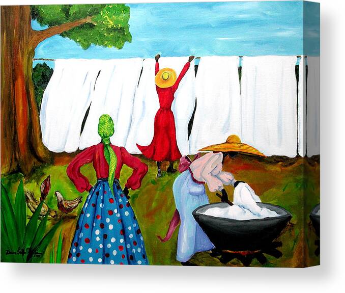 Gullah Canvas Print featuring the painting Wash Day by Diane Britton Dunham