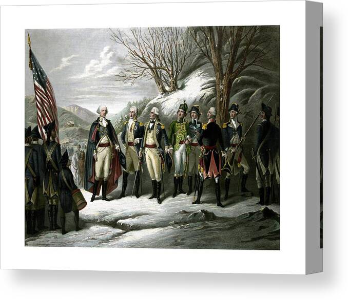 George Washington Canvas Print featuring the painting Washington and His Generals by War Is Hell Store