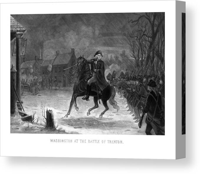 George Washington Canvas Print featuring the painting Washington At The Battle Of Trenton by War Is Hell Store
