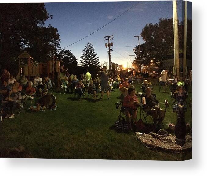 Crowd Canvas Print featuring the painting Watching fireworks by David Bartsch