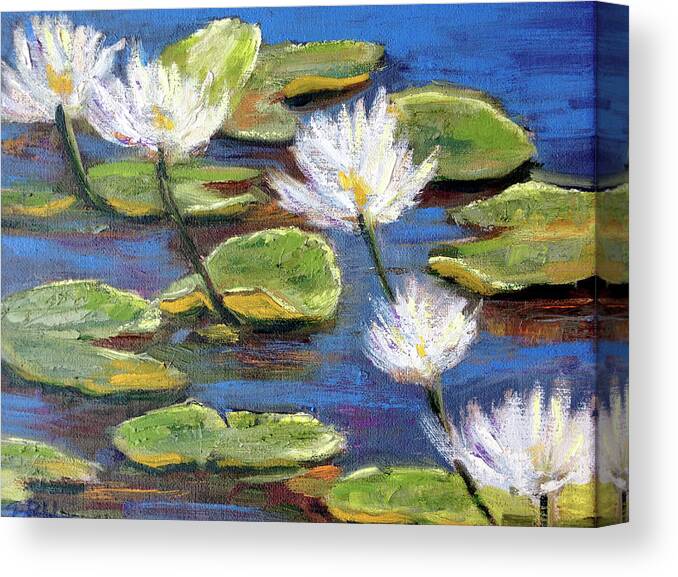 Water Lilies Canvas Print featuring the painting Waterlilies by Barbara Hageman