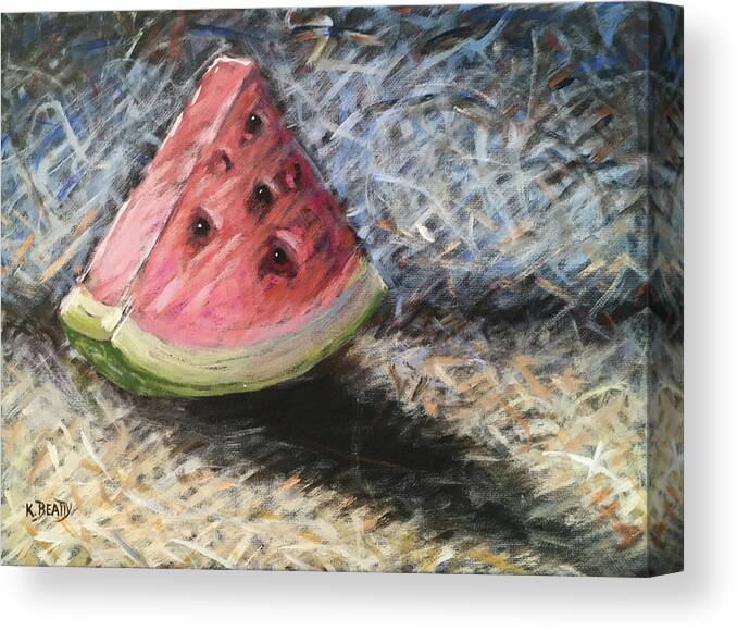 Painting Canvas Print featuring the painting Watermelon Slice by Karla Beatty