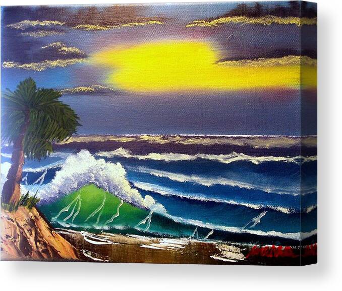 Waves Canvas Print featuring the painting Waves in a Tropical Sunburst by Dina Sierra