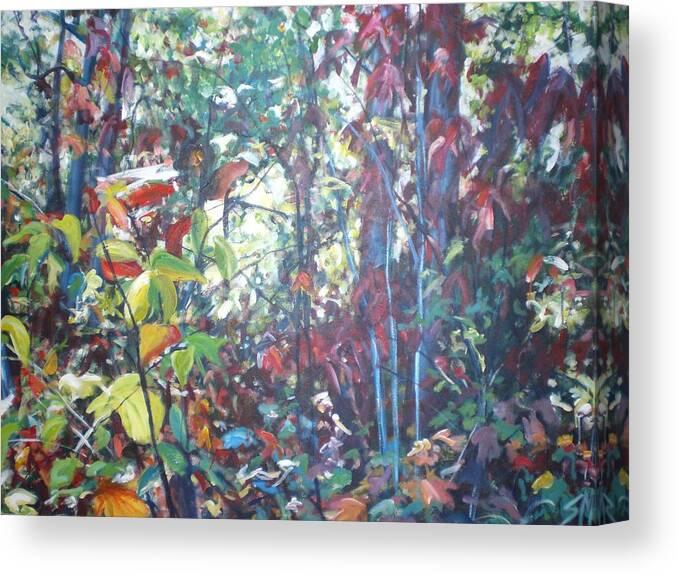 Landscape Canvas Print featuring the painting Web of Color by Sheila Holland