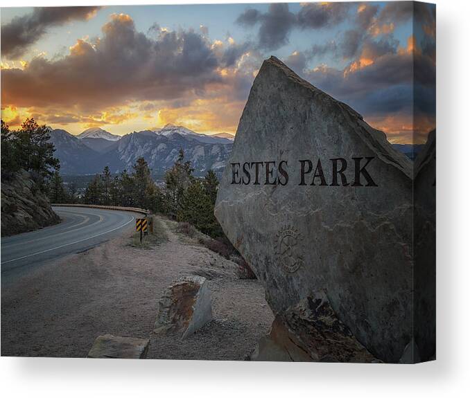 Colorado Canvas Print featuring the photograph Welcome to Estes Park by Jared Perry