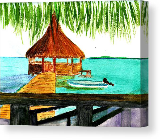 West End Canvas Print featuring the painting West End Roatan by Donna Walsh