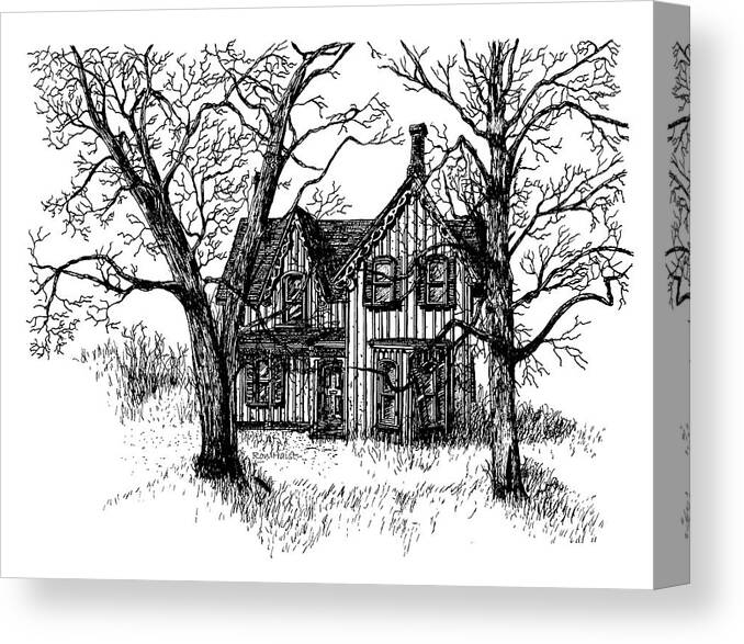 House Canvas Print featuring the drawing Westhill House 1 by Ron Haist