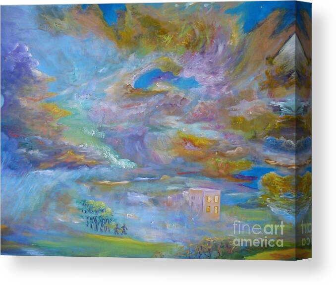 Landscape Canvas Print featuring the painting When the Winds of Changes Shift by Myra Maslowsky