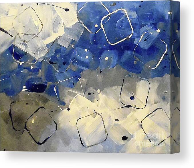 Blue Cubism Canvas Print featuring the painting Whirlwind by Jilian Cramb - AMothersFineArt