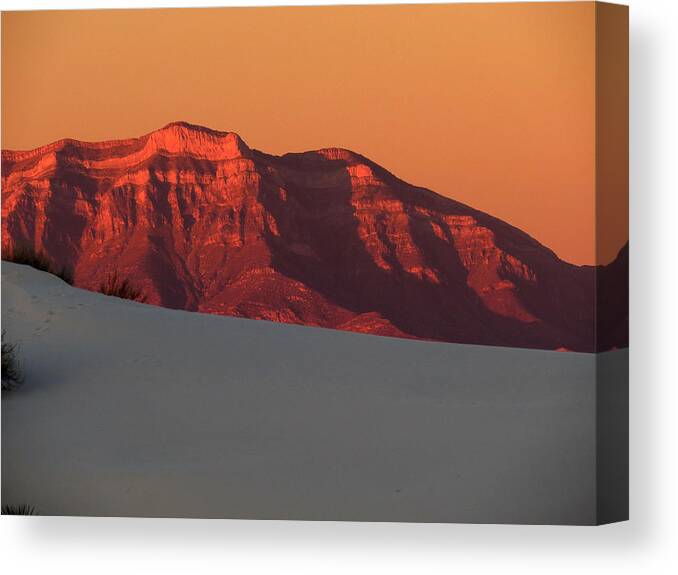 San Andres Mountains Canvas Print featuring the photograph White Sands Dawn #2 by Cindy McIntyre