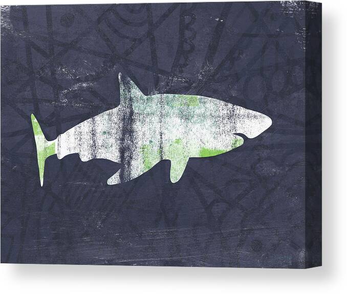 Shark Canvas Print featuring the painting White Shark- Art by Linda Woods by Linda Woods