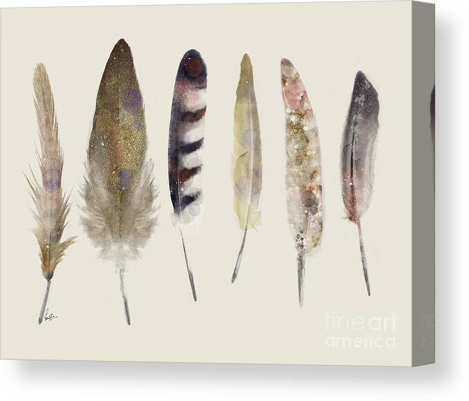 Feathers Canvas Print featuring the painting Wild feathers by Bri Buckley