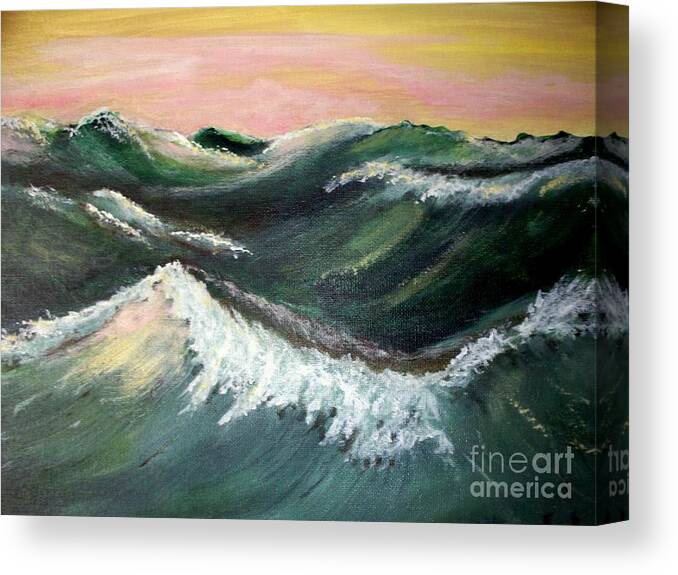 Sea Canvas Print featuring the painting Wild Sea by Carol Grimes