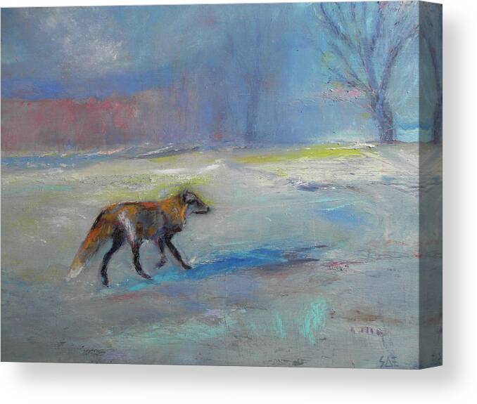Winter Canvas Print featuring the painting Wiley Fox by Susan Esbensen