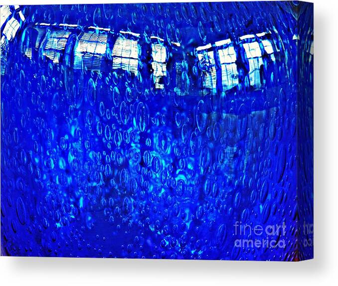 Glass Canvas Print featuring the photograph Windows Reflected on a Blue Bowl by Sarah Loft