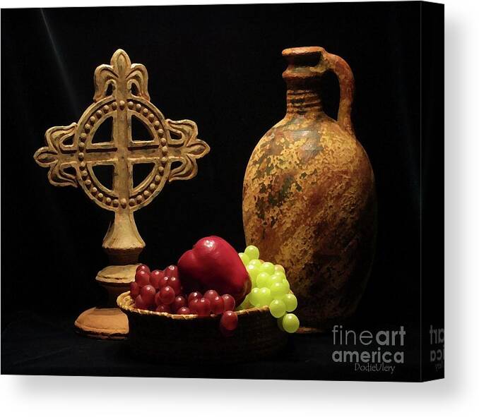 Still Life Canvas Print featuring the photograph Wine and Fruit by Dodie Ulery