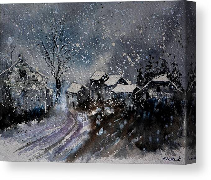 Landscape Canvas Print featuring the painting winter in Orchimont by Pol Ledent