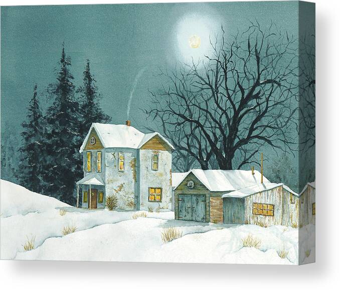 Full Moon Canvas Print featuring the painting Winter Solstice by Lisa Debaets