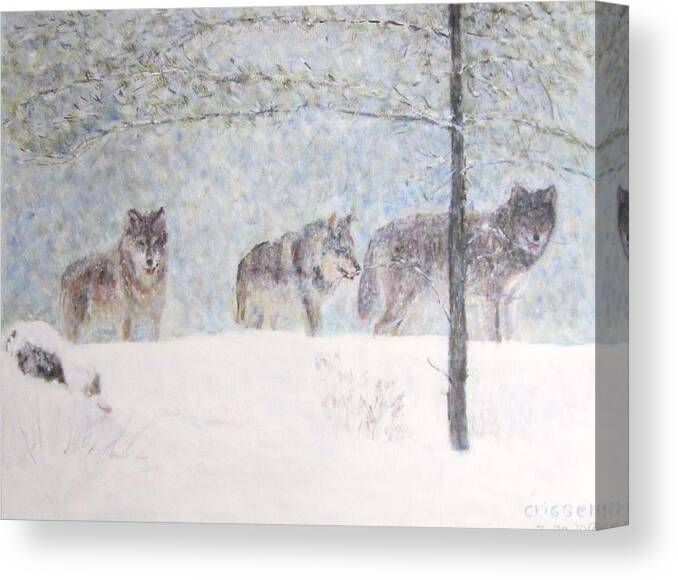 Impressionism Canvas Print featuring the painting Wolves of the Wilderness by Glenda Crigger