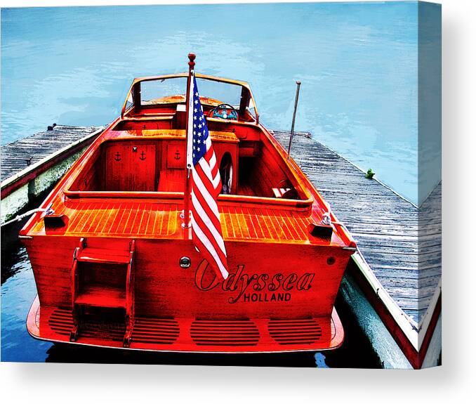 Wooden Motorboat Canvas Print featuring the photograph Wooden Motorboat by Susan Vineyard