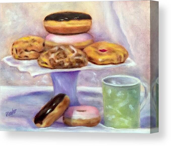 Donuts Canvas Print featuring the painting Yummy by Dr Pat Gehr
