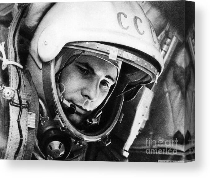 Science Canvas Print featuring the photograph Yuri Gagarin, Soviet Cosmonaut by Science Source