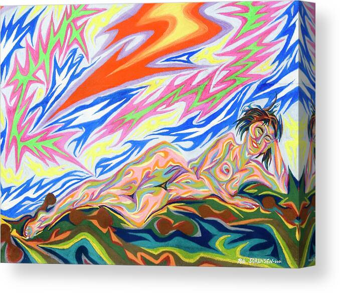 Nude Canvas Print featuring the painting Zapped by Robert SORENSEN