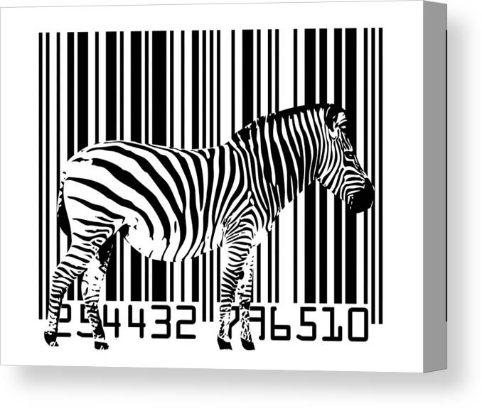 Zebra Canvas Print featuring the digital art Zebra Barcode by Michael Tompsett