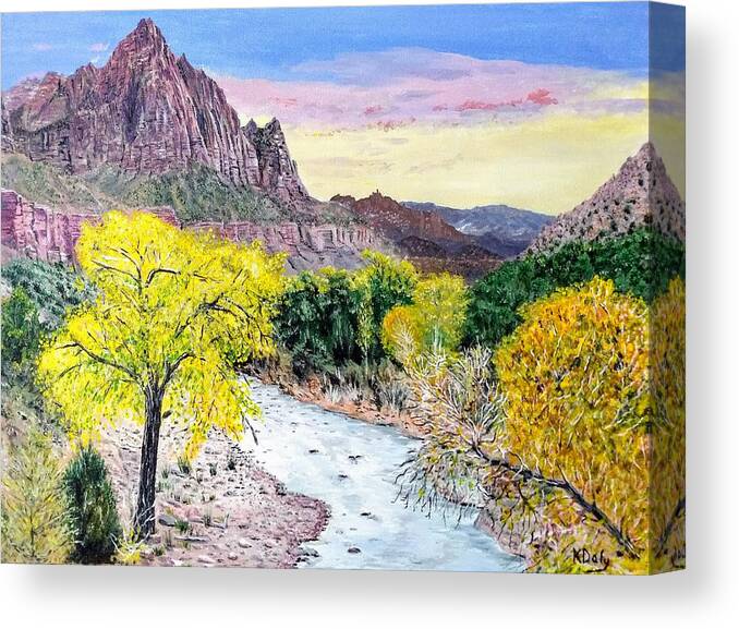 Zion National Park Canvas Print featuring the painting Zion Creek by Kevin Daly