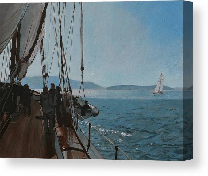 Zodiac Canvas Print featuring the painting Zodiac Under Sail by Robert Bissett