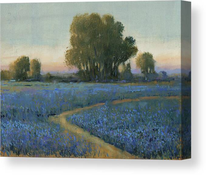 Landscapes Canvas Print featuring the painting Blue Bonnet Field I #1 by Tim Otoole