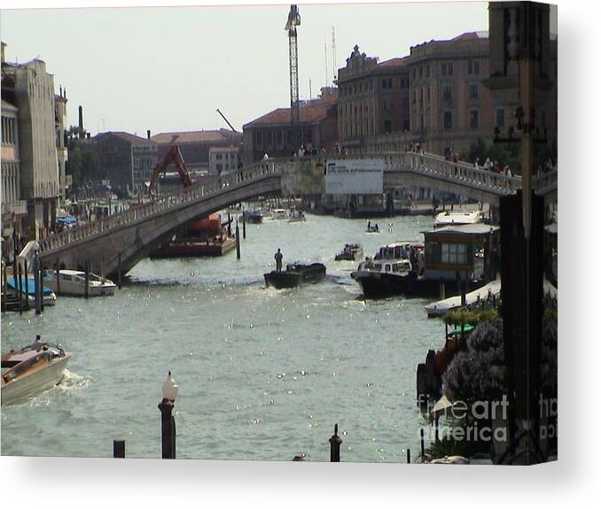 Venice Canvas Print featuring the photograph Grand Canal Venice Italy Panoramic View #1 by John Shiron