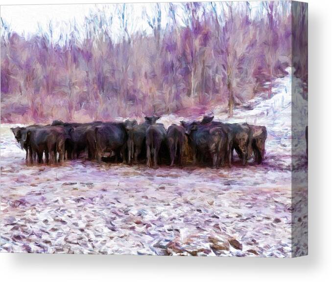 Huddle Up Canvas Print featuring the mixed media Huddle Up #1 by Leslie Montgomery