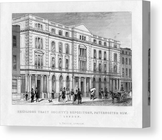 Engraving Canvas Print featuring the drawing Religious Tract Societys Repository #1 by Print Collector