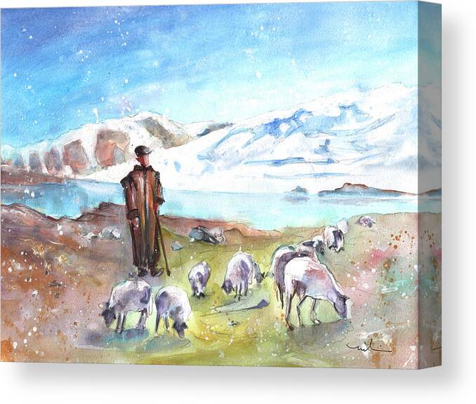 Travels Canvas Print featuring the painting Shepherd In The Atlas Mountains #1 by Miki De Goodaboom