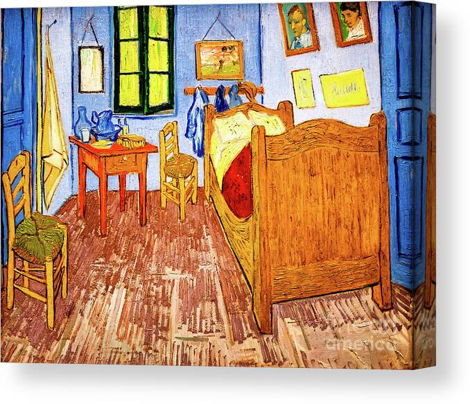 Vincent Canvas Print featuring the painting Van Gogh's Bedroom by Vincent Van Gogh by Vincent Van Gogh