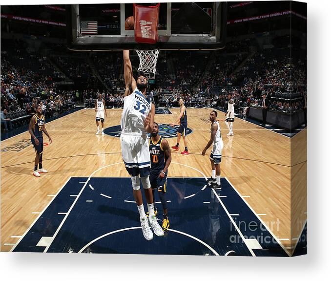 Nba Pro Basketball Canvas Print featuring the photograph Utah Jazz V Minnesota Timberwolves by David Sherman