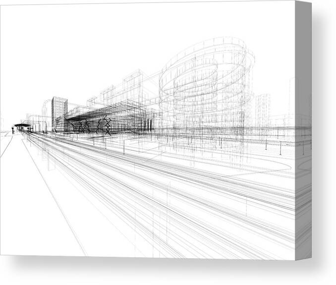 Plan Canvas Print featuring the photograph 3d Architecture Abstract #15 by Nadla