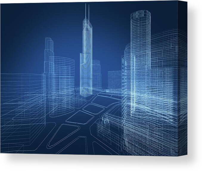 Plan Canvas Print featuring the photograph 3d Architecture Abstract by Nadla