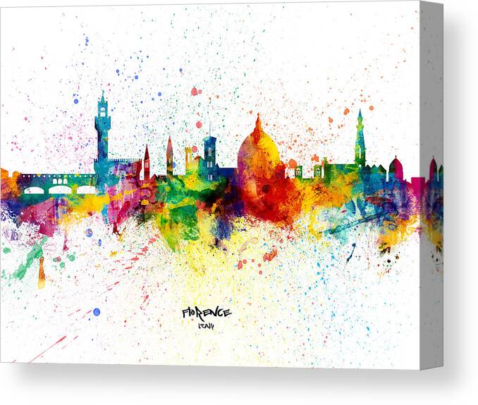 Florence Canvas Print featuring the digital art Florence Italy Skyline #17 by Michael Tompsett