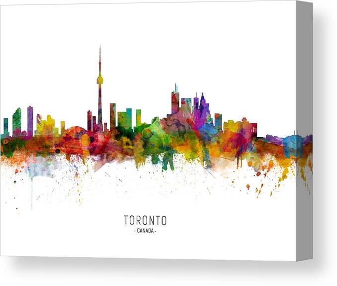 Toronto Canvas Print featuring the digital art Toronto Canada Skyline #18 by Michael Tompsett