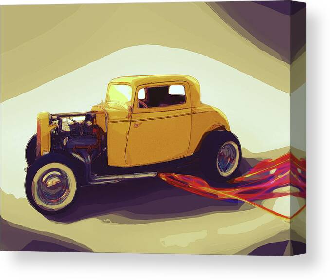 32 Ford Yellow Canvas Print featuring the digital art 1932 Ford Coupe by Rick Wicker