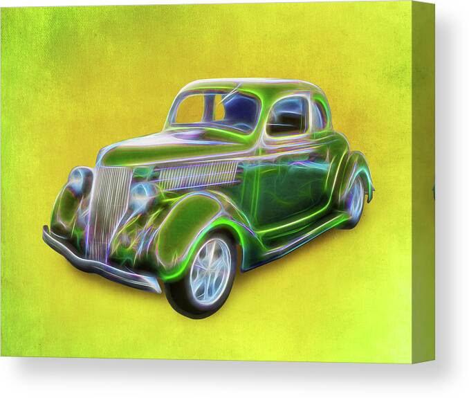 1936 Ford Green Canvas Print featuring the digital art 1936 Green Ford by Rick Wicker