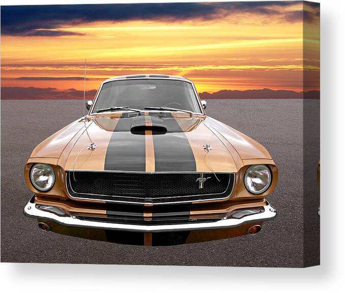 Ford Mustang Canvas Print featuring the photograph 1966 Bronze Mustang at Sunset by Gill Billington