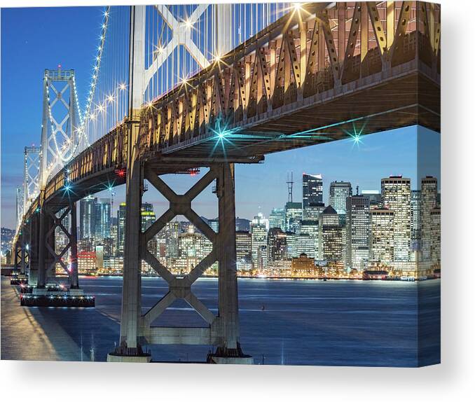 Scenics Canvas Print featuring the photograph Bay Bridge And Skyline Of San Francisco #2 by Chinaface