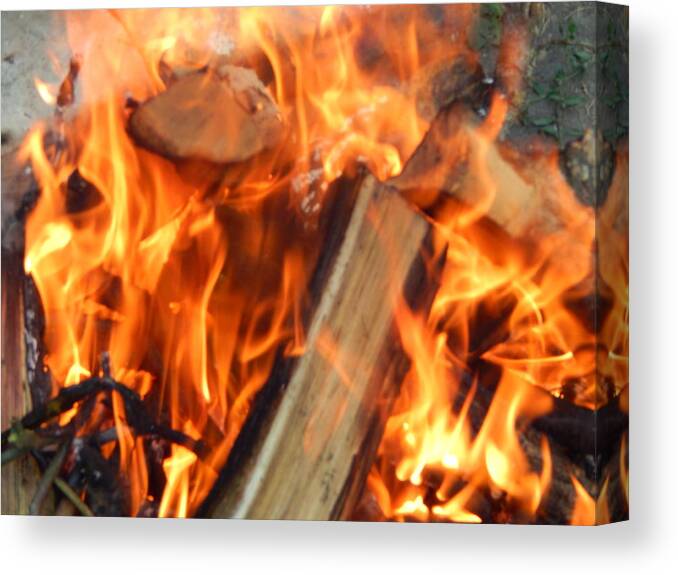 Fire Canvas Print featuring the photograph Fire fire burns twigs and wood #2 by Oleg Prokopenko