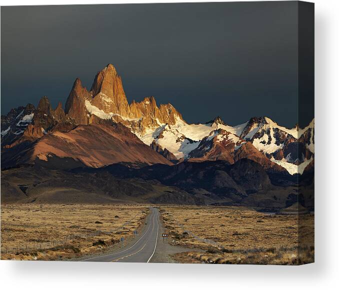 Landscape Canvas Print featuring the photograph Mount Fitz Roy At Sunrise. Los #2 by DPK-Photo