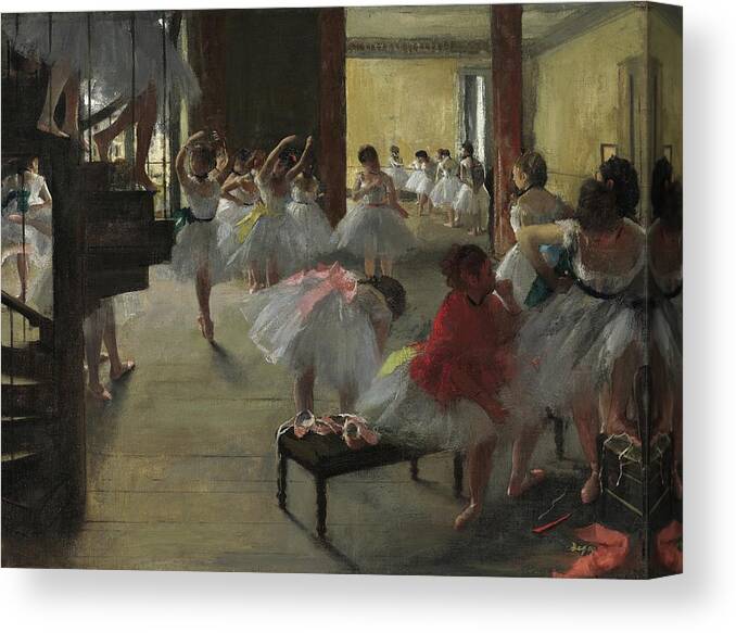 Figurative Canvas Print featuring the painting The Dance Class by Edgar Degas