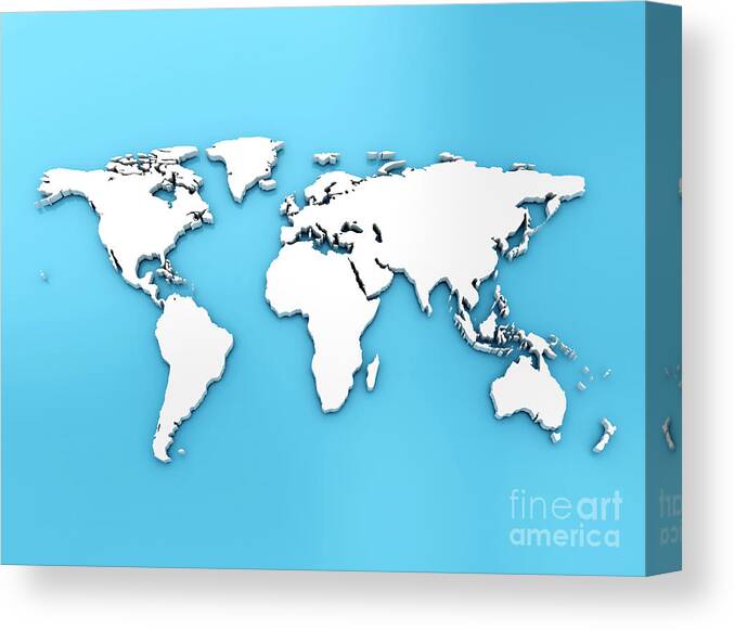 World Map Canvas Print featuring the photograph World Map #21 by Jesper Klausen/science Photo Library