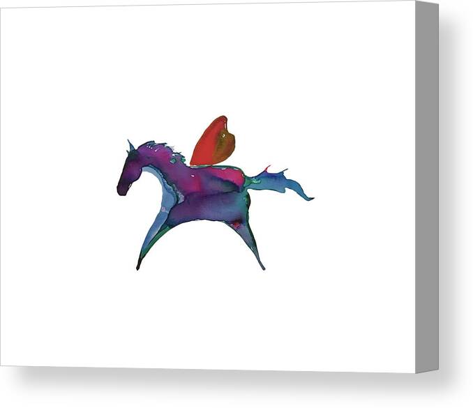 Horse Canvas Print featuring the painting Pegasus Heart Wings by Sandy Rakowitz